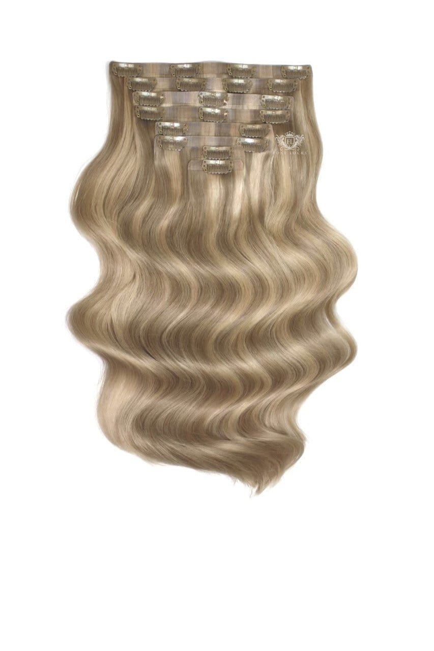 Image of Cappuccino - Elegant 16" Silk Seamless Clip In Human Hair Extensions 150g