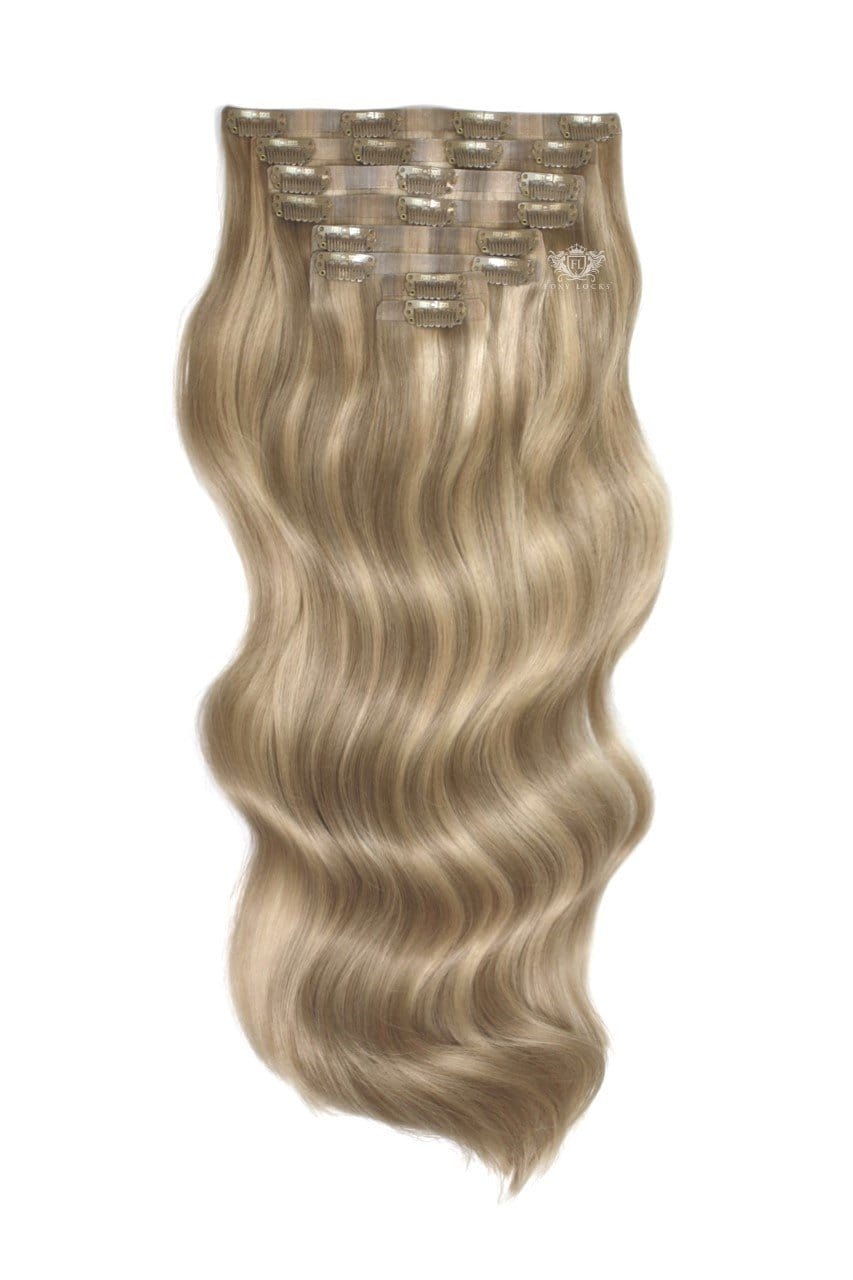 Image of Cappuccino - Elegant 20" Silk Seamless Clip In Human Hair Extensions 160g