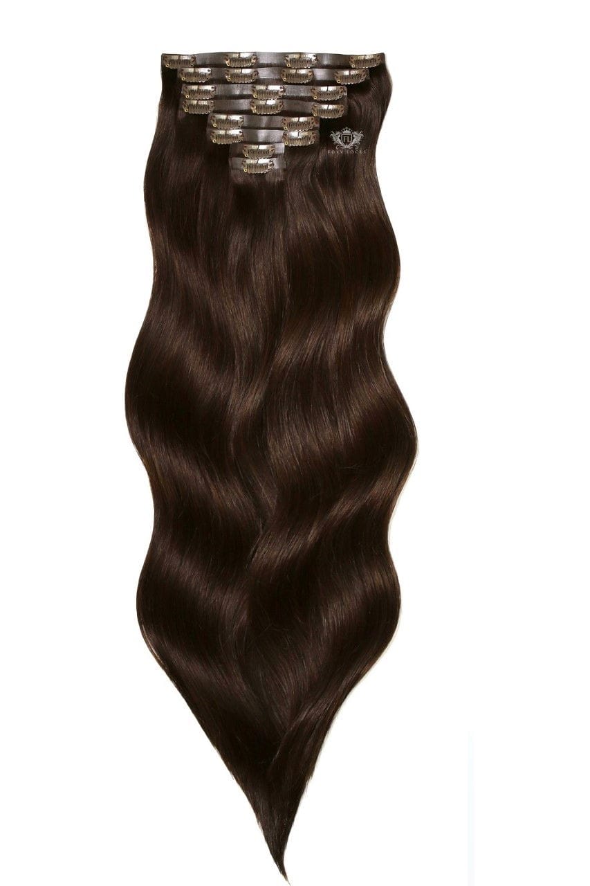 Image of Cocoa - Luxurious 26" Silk Seamless Clip In Human Hair Extensions 300g