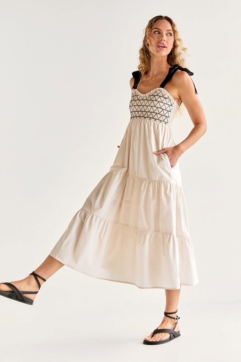 Image of Ursula Bow Strap Tiered Maxi Dress