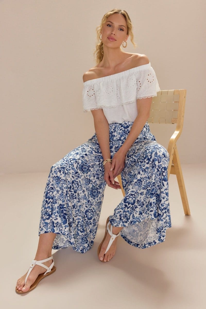 Image of Aurelia Paisley Print Wide Leg Pants