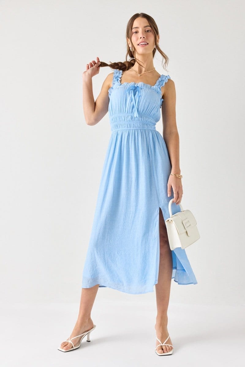 Image of Elora Ruffle Silk Midi Dress