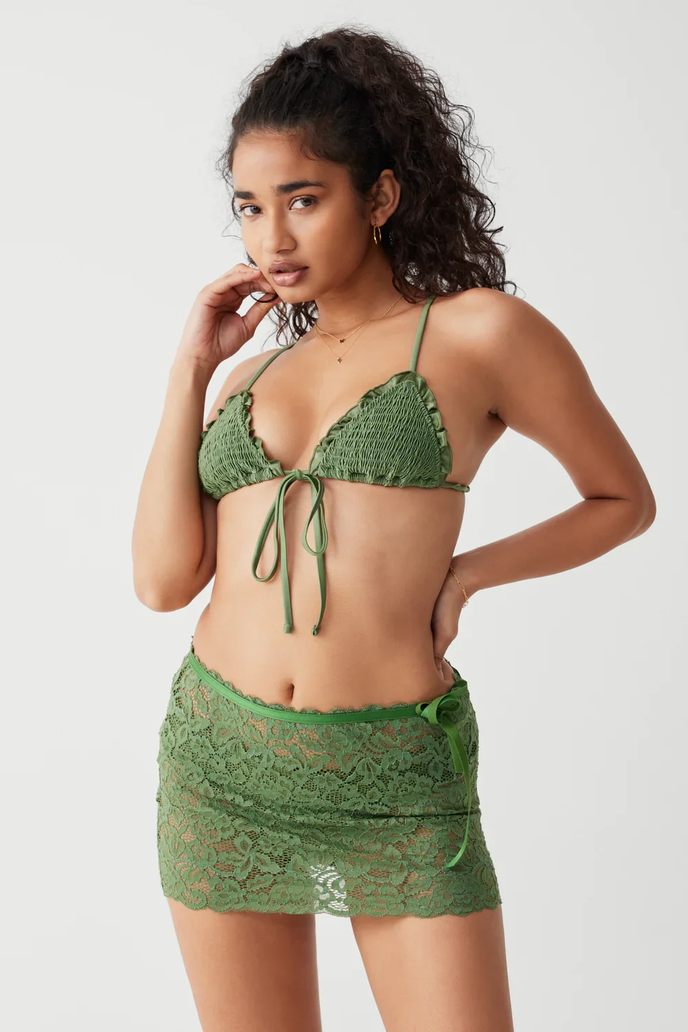 Image of Dylan Lace Mini Skirt - Sea Moss