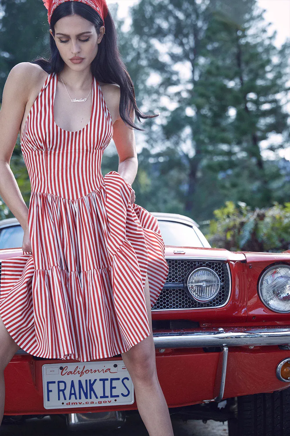 Image of Tulsa Halter Midi Dress - Scarlet Stripe