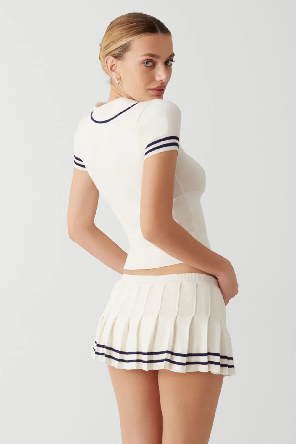 Image of Honeymoon Knit Pleated Skort - Sugar