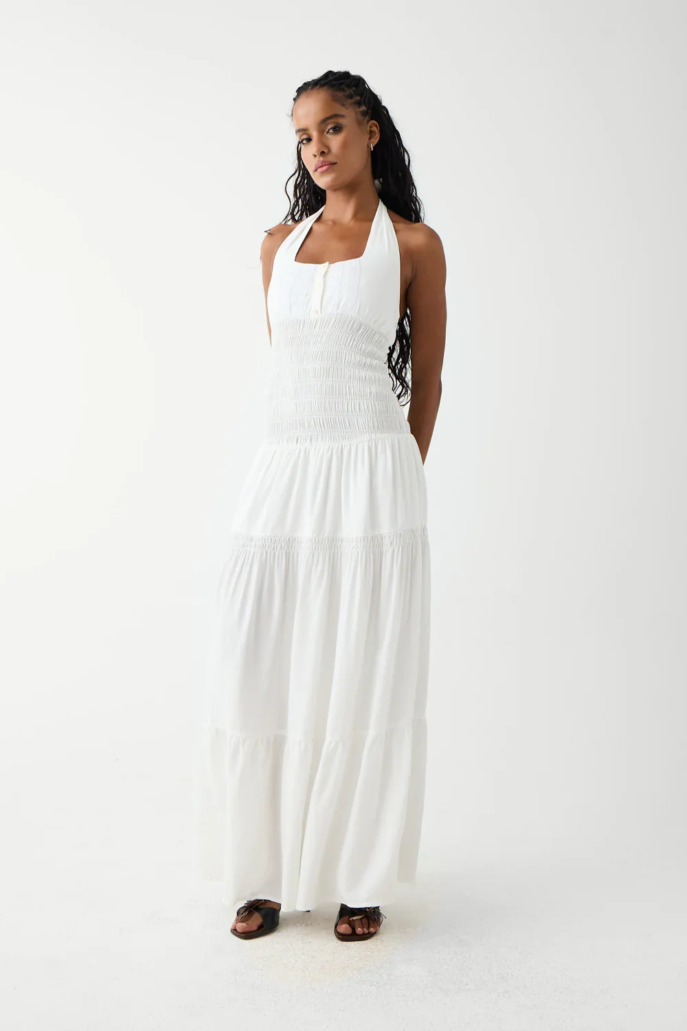 Image of River Halter Maxi Dress - White