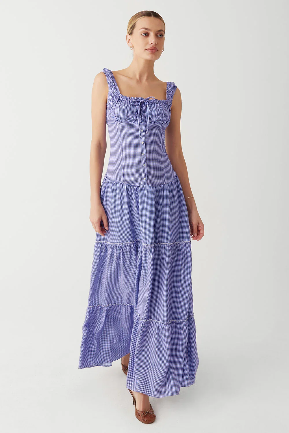 Image of Christabelle Ruffle Maxi Dress - Sailor Gingham