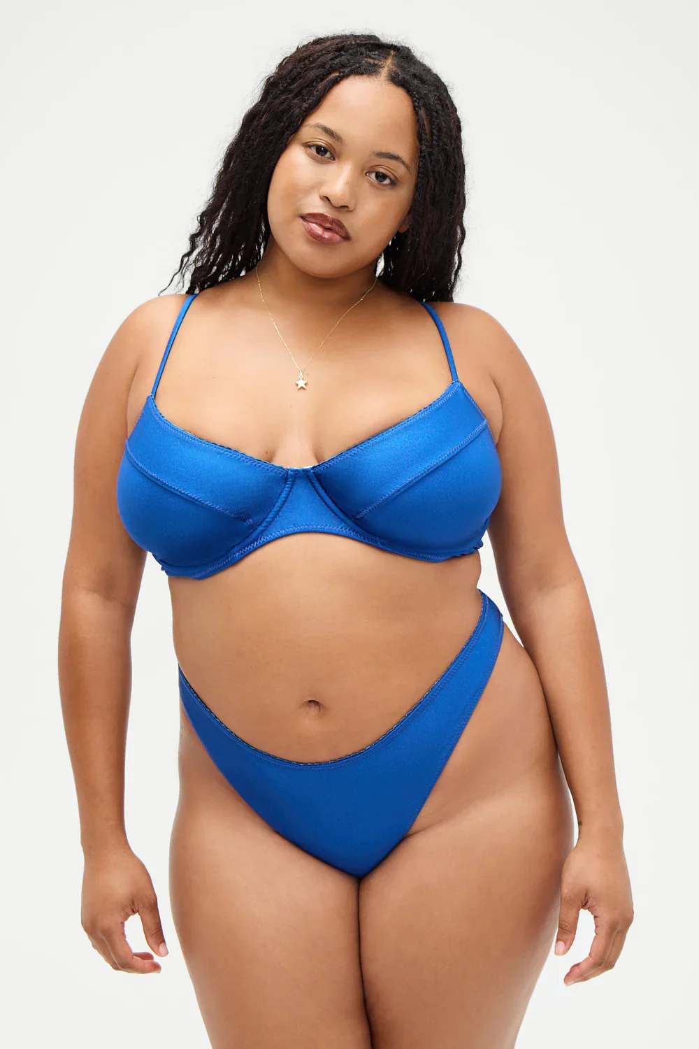 Image of x DJERF AVENUE Matilda Underwire Bikini Top - Deep Blue