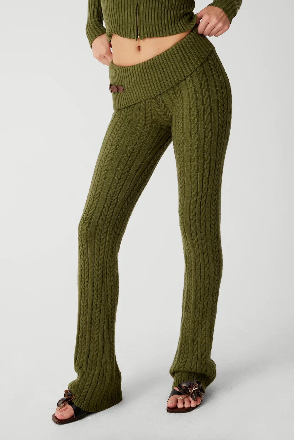 Image of Fleur Cable Cloud Knit Pant - Jade Green