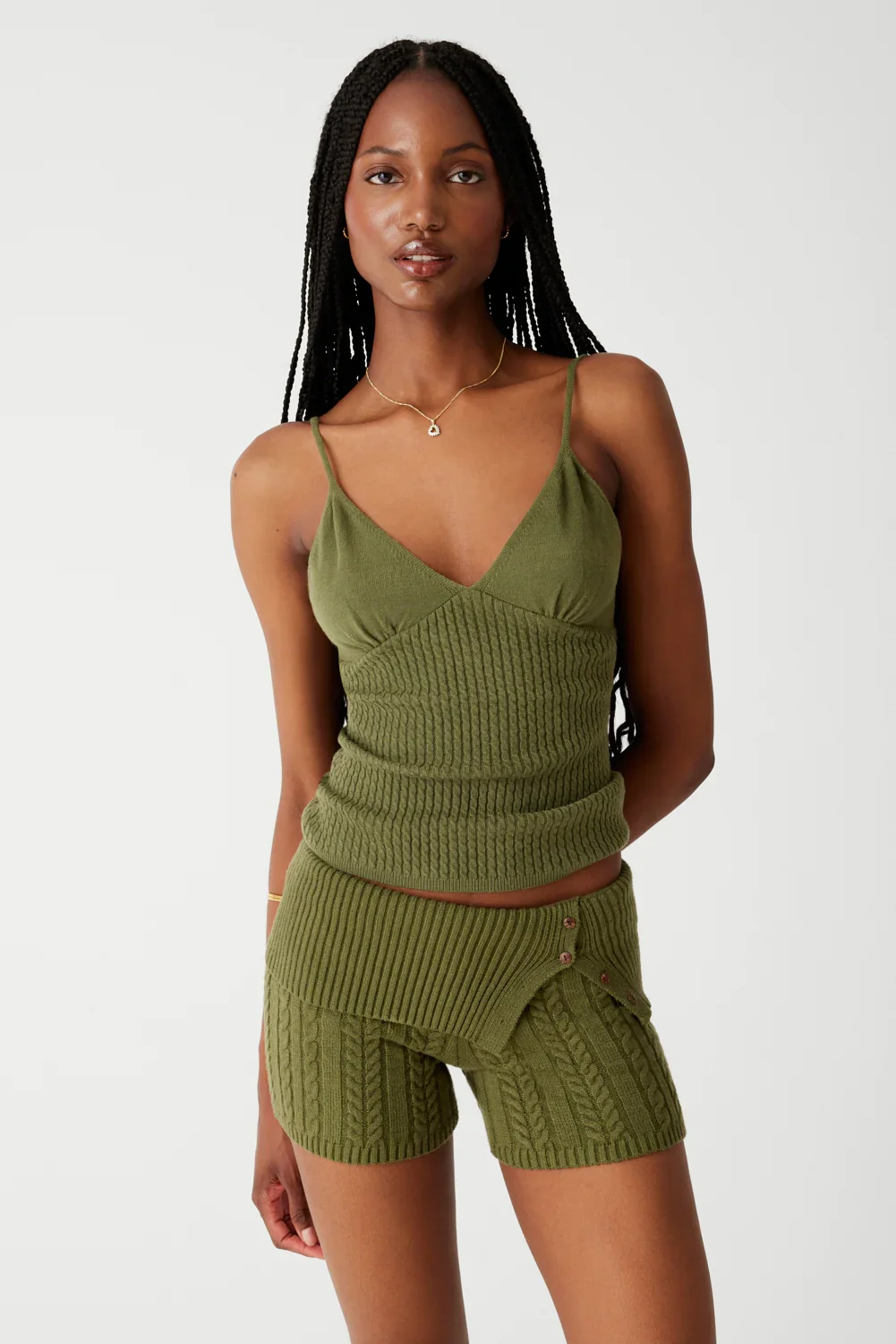 Image of Xavier Cable Cloud Knit Camisole - Jade Green