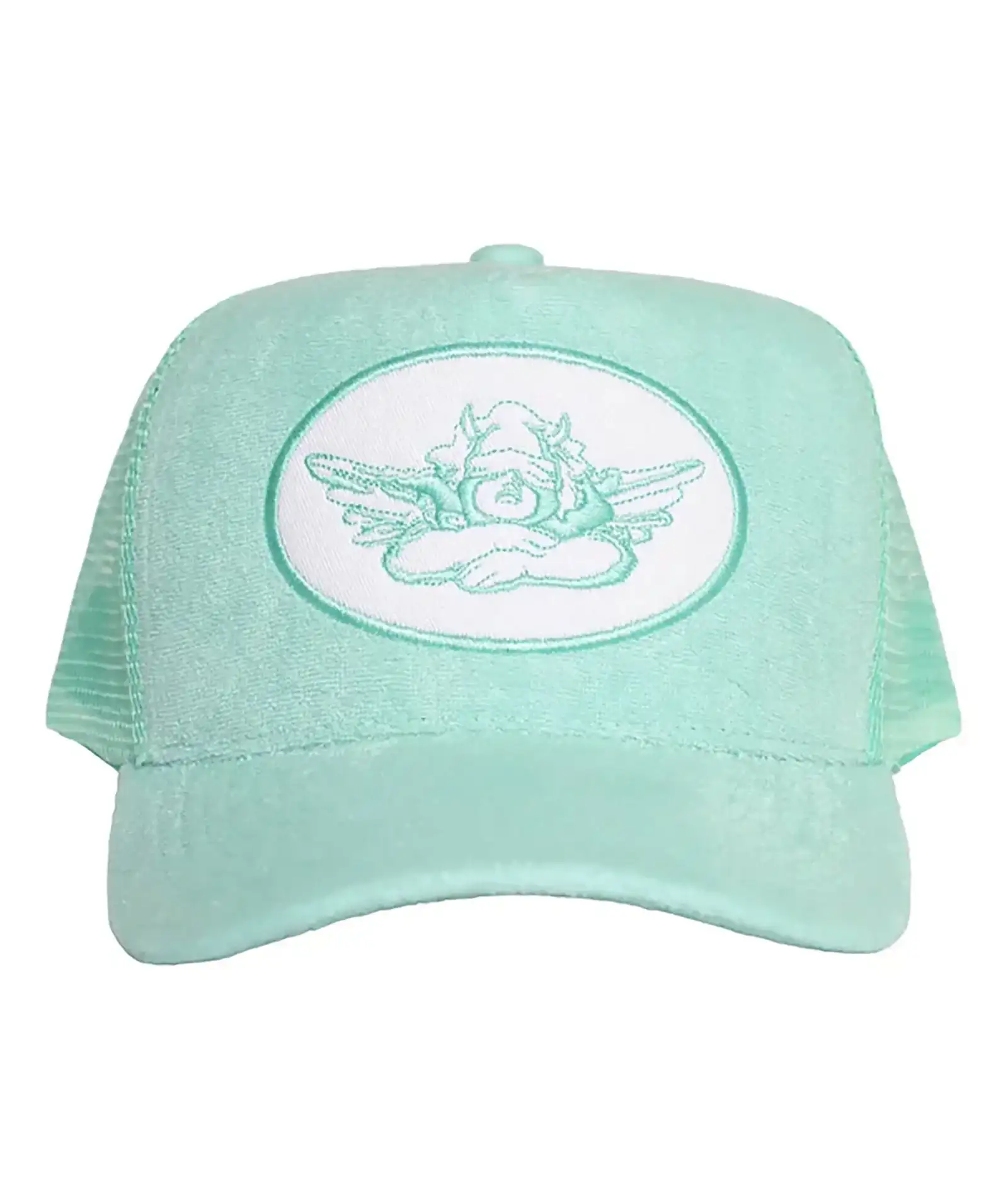 Image of Boys Lie Trucker Hat Pastel Mint Logo