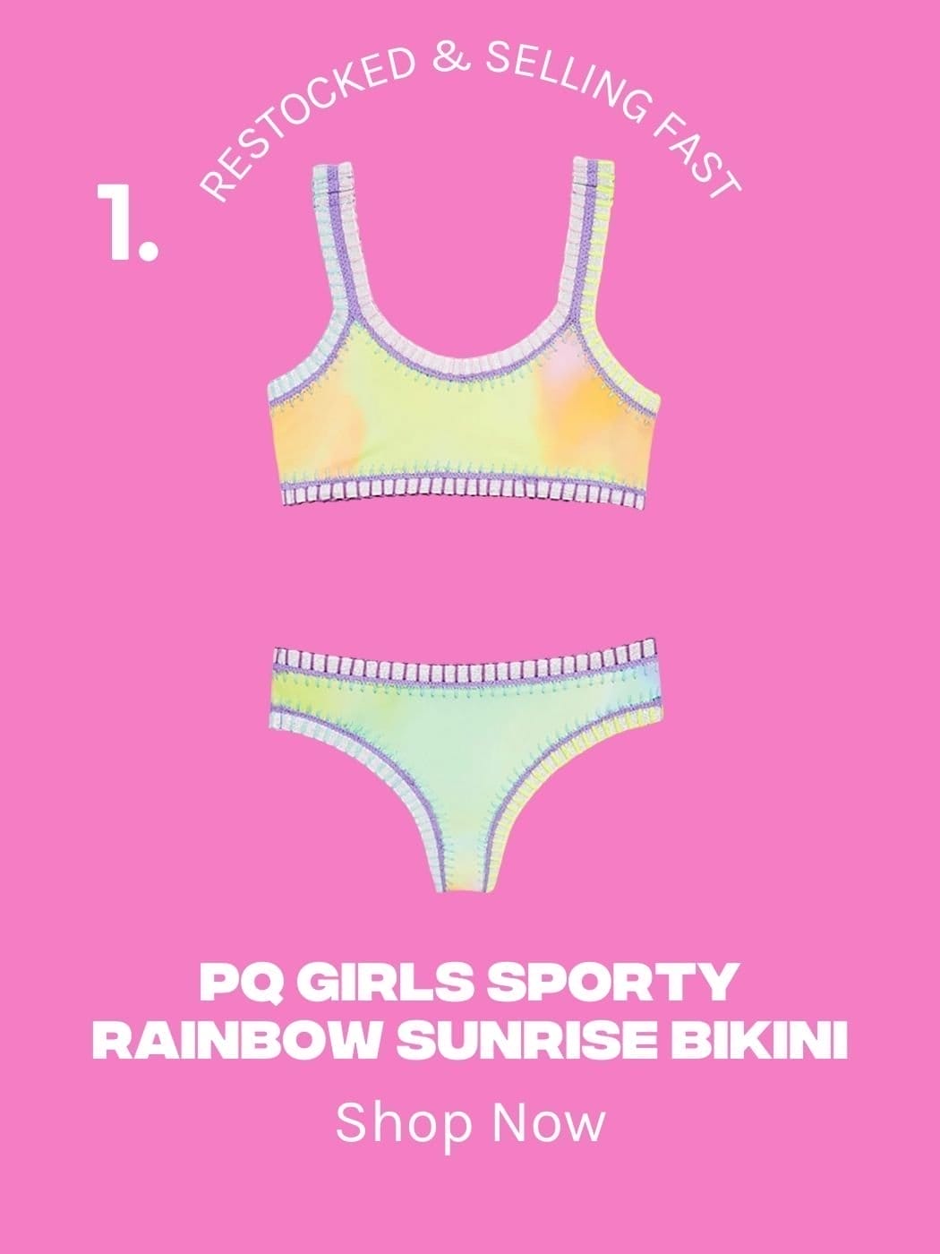 PQ Girls Sporty Rainbow Sunrise Bikini