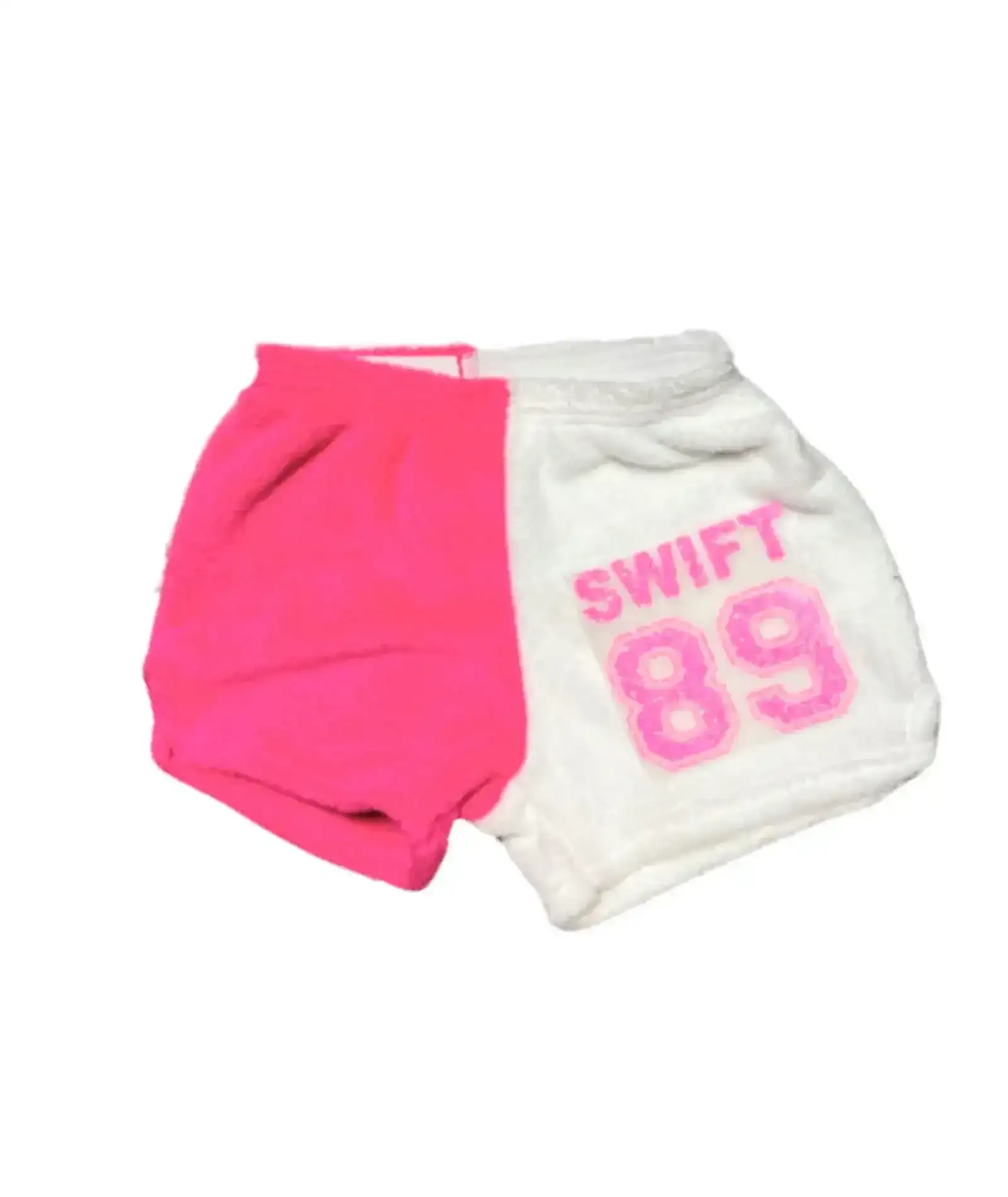 Image of Made with Love and Kisses White/Neon Pink Swift/89 Shorts