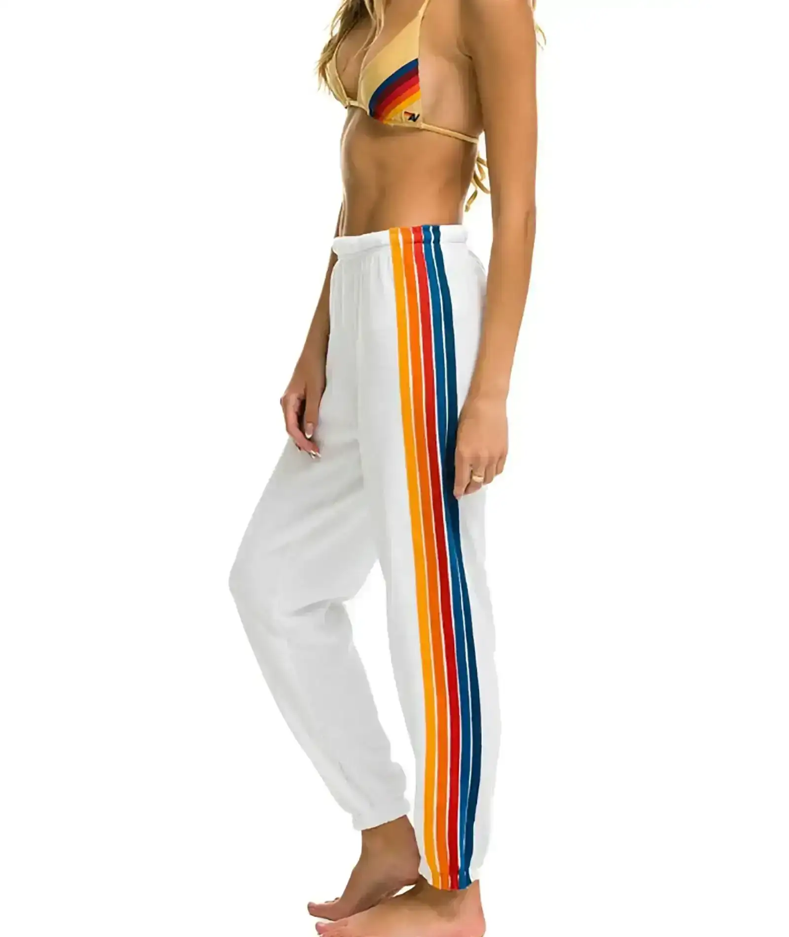 Image of Aviator Nation Women 5 Stripe Sweatpants Classic Rainbow