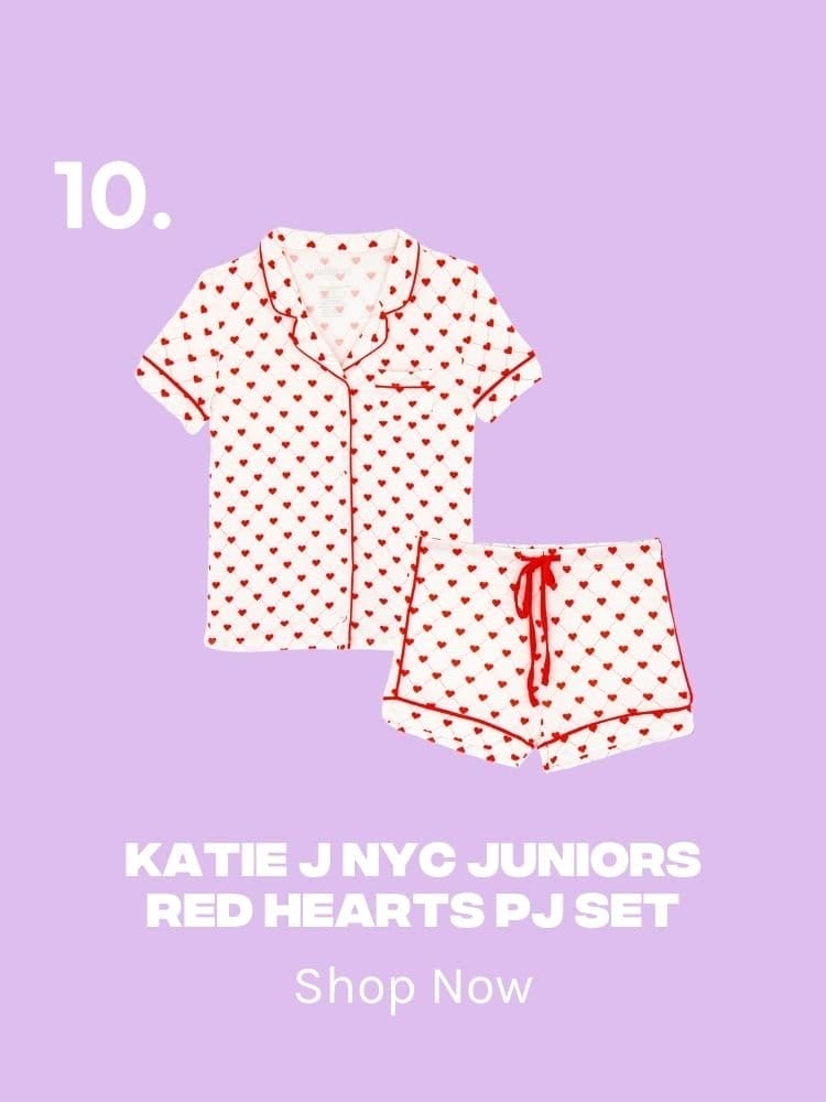 Katie J NYC Juniors Red Hearts PJ Set