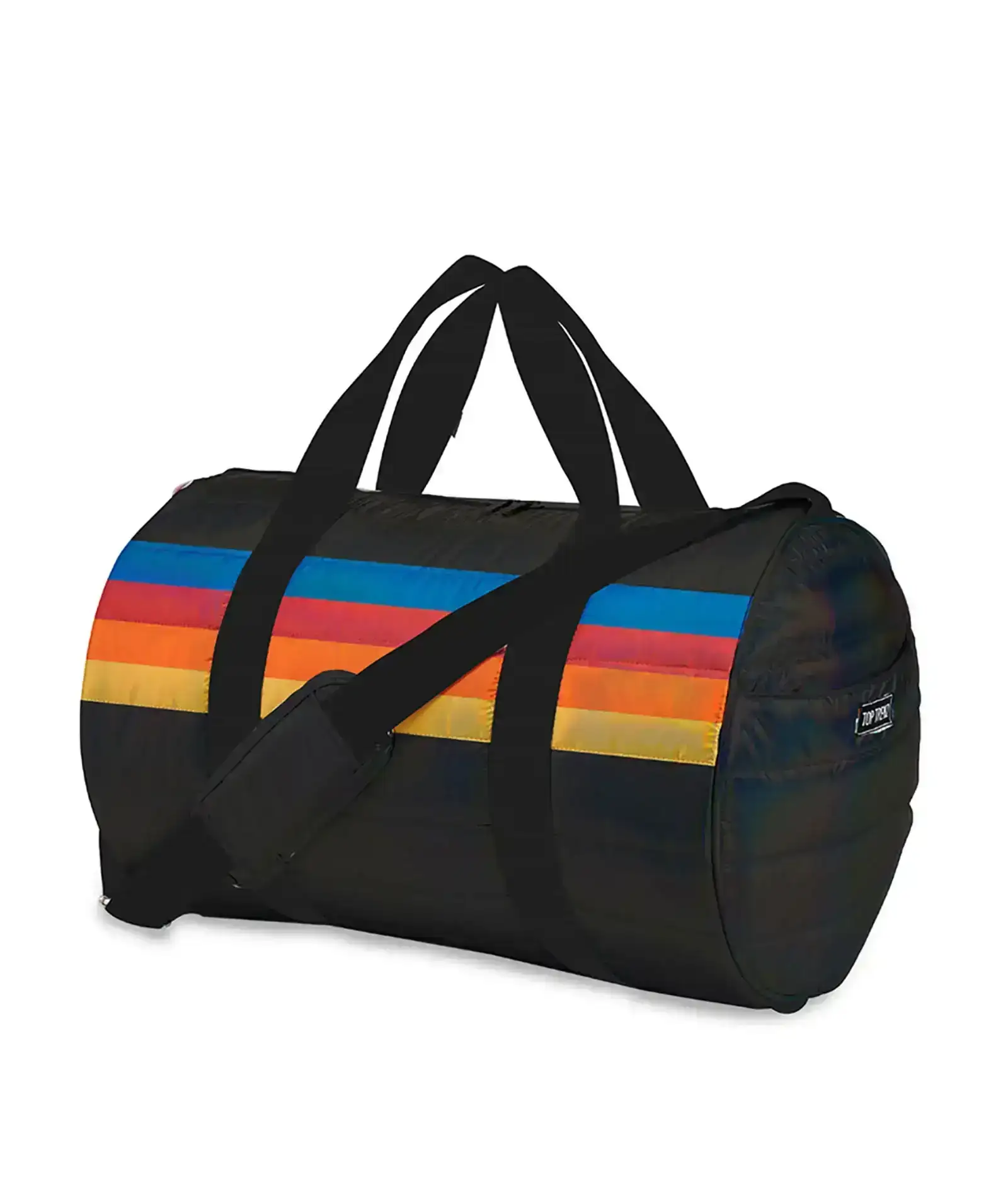 Image of Retro Stripe Black Puffer Duffle Bag