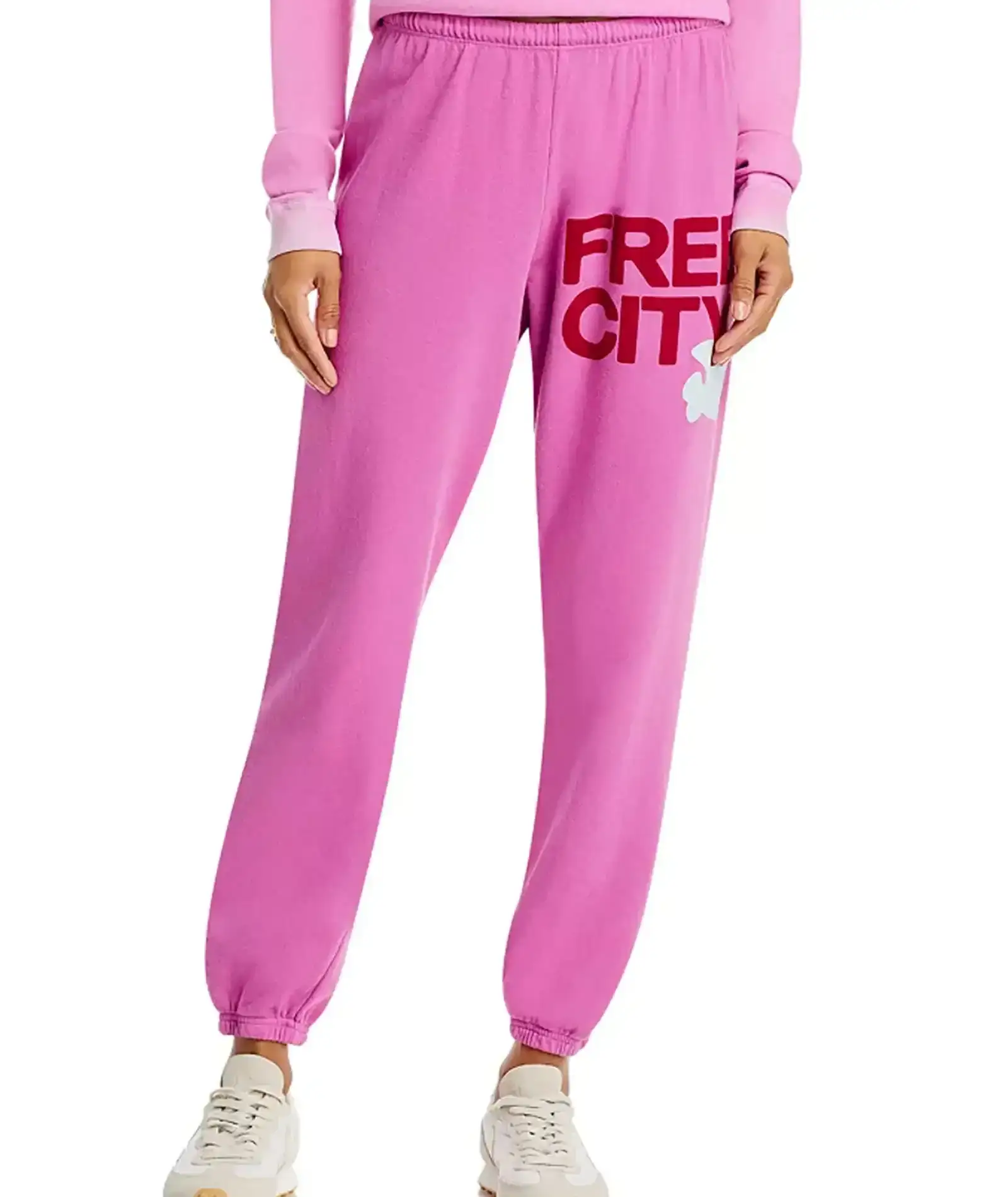 Image of FREECITY Women Large Sweatpants Pink Lips Cherry