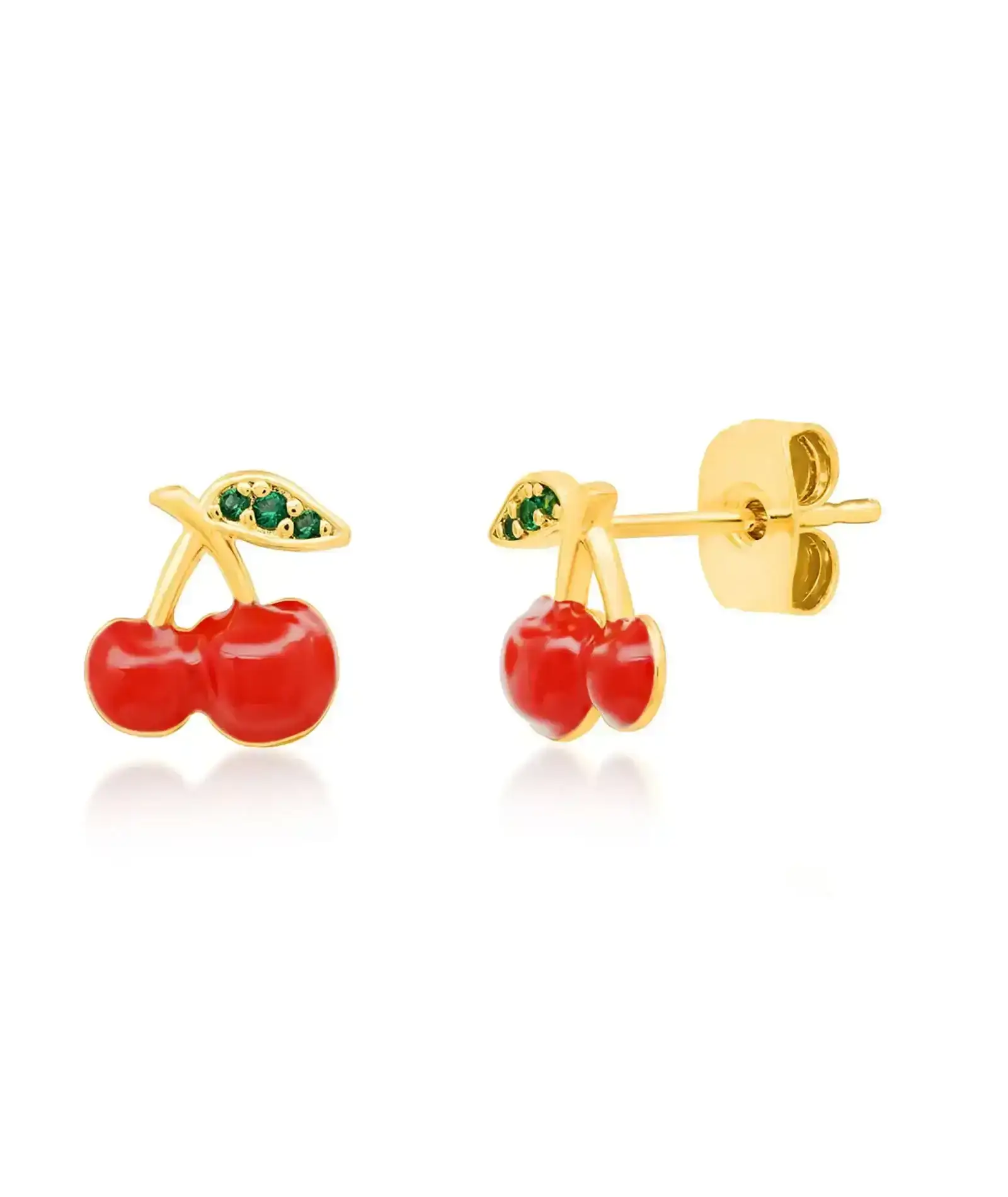 Image of TAI Red Cherry Green Stone Studs