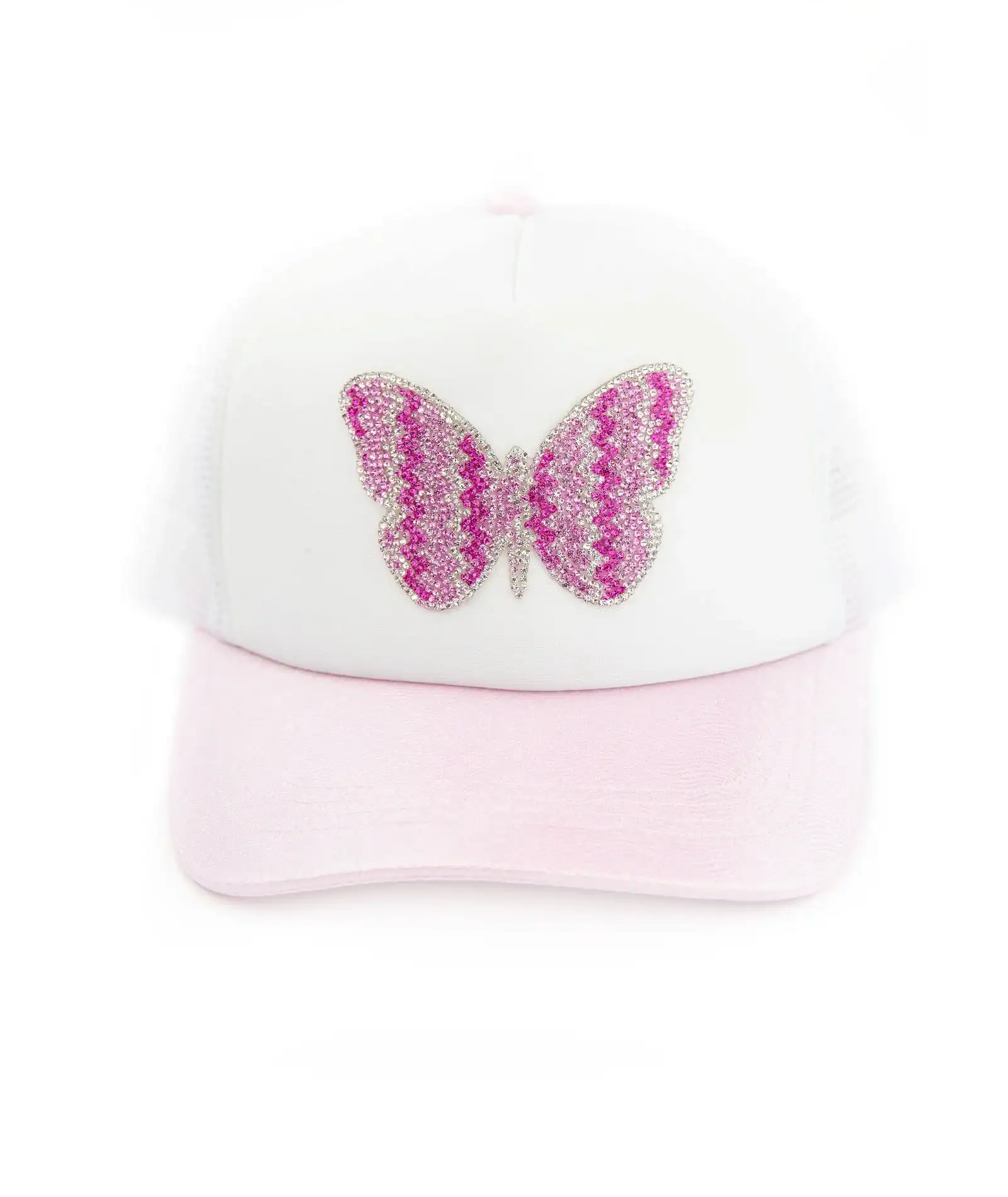 Image of Bari Lynn Trucker Hat Light Pink Butterfly