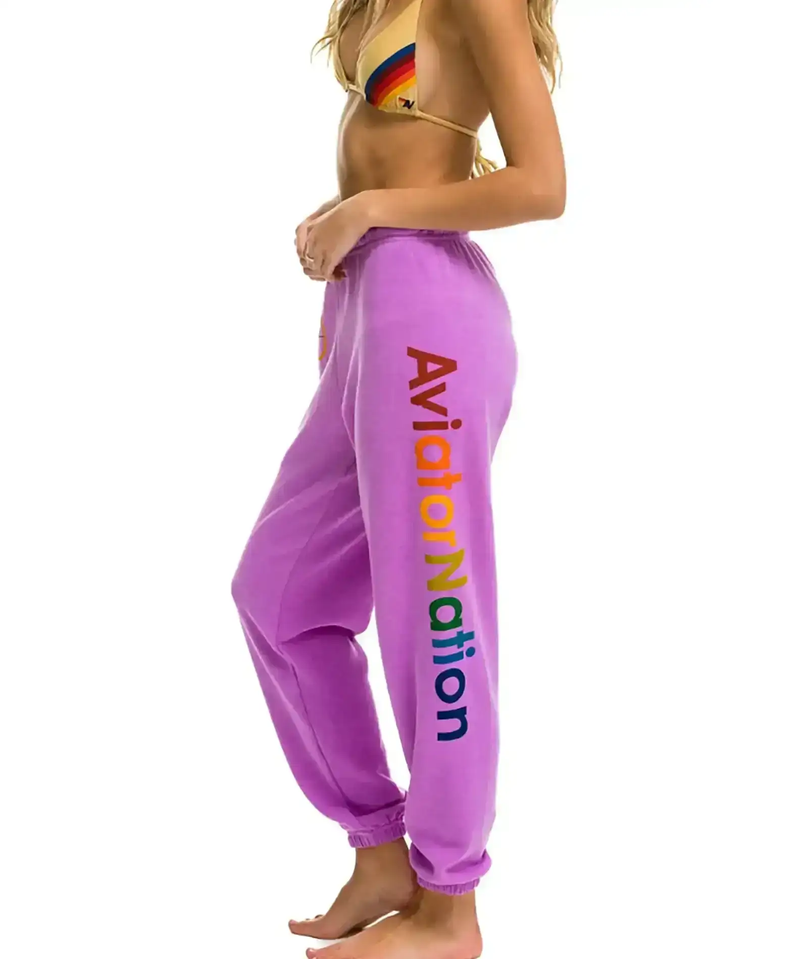 Image of Aviator Nation Women Surfer Sweatpants Neon Purple