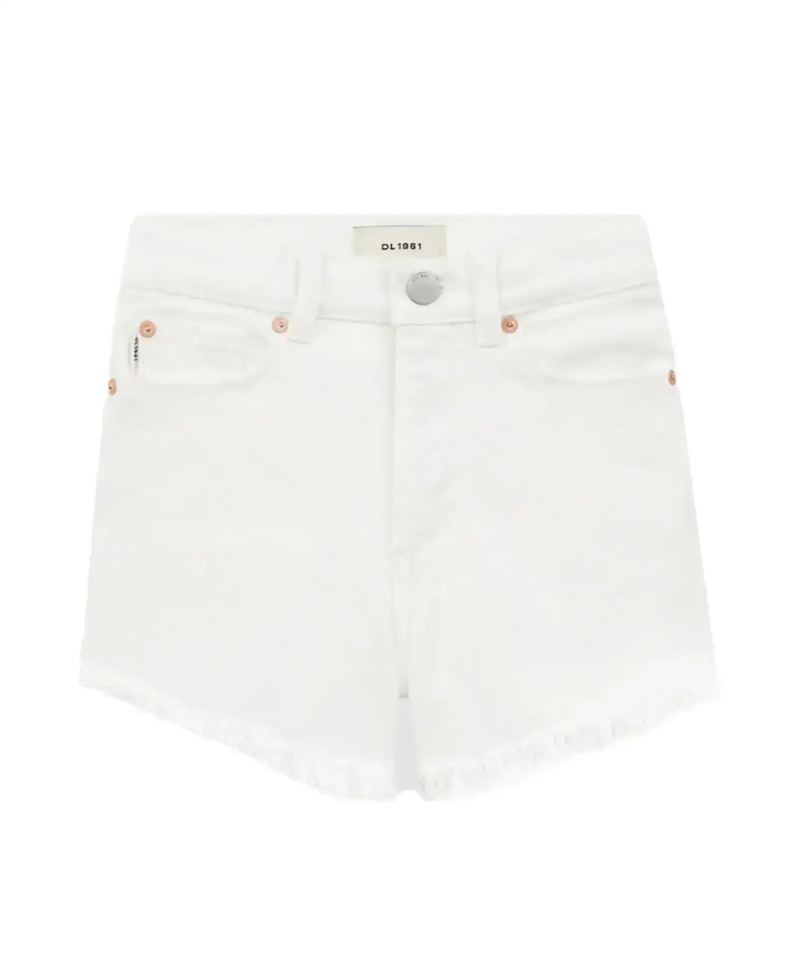 Image of DL1961 Girls Lucy White Frayed High Rise Cut Off Shorts