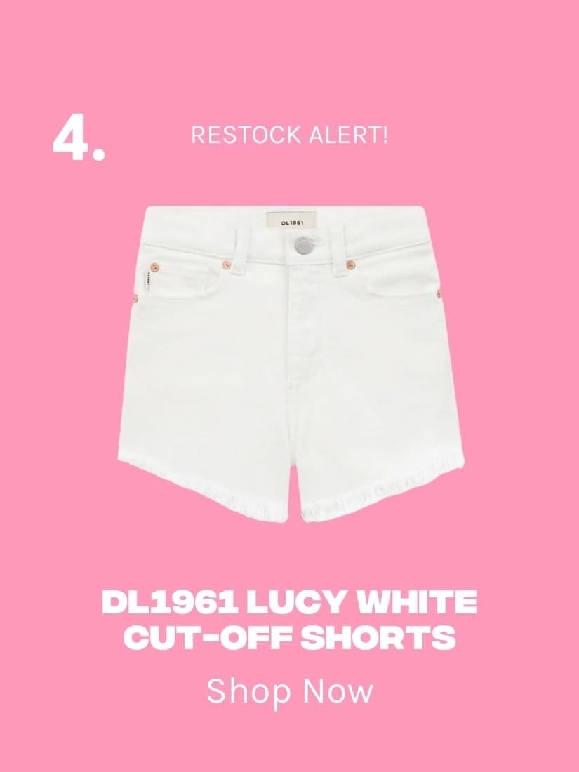 DL1961 Lucy White Cut-Off Shorts, Restock Alert