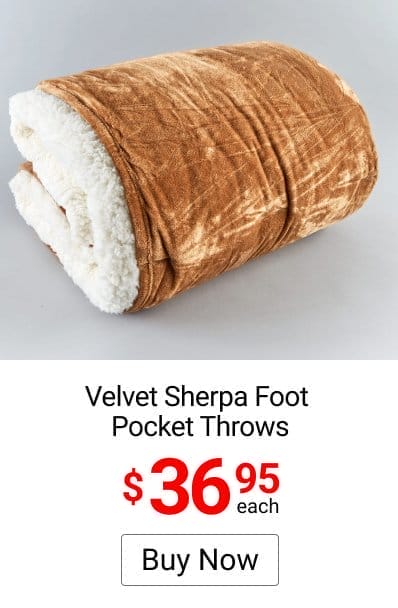 Velvet Sherpa Foot Pocket Throws