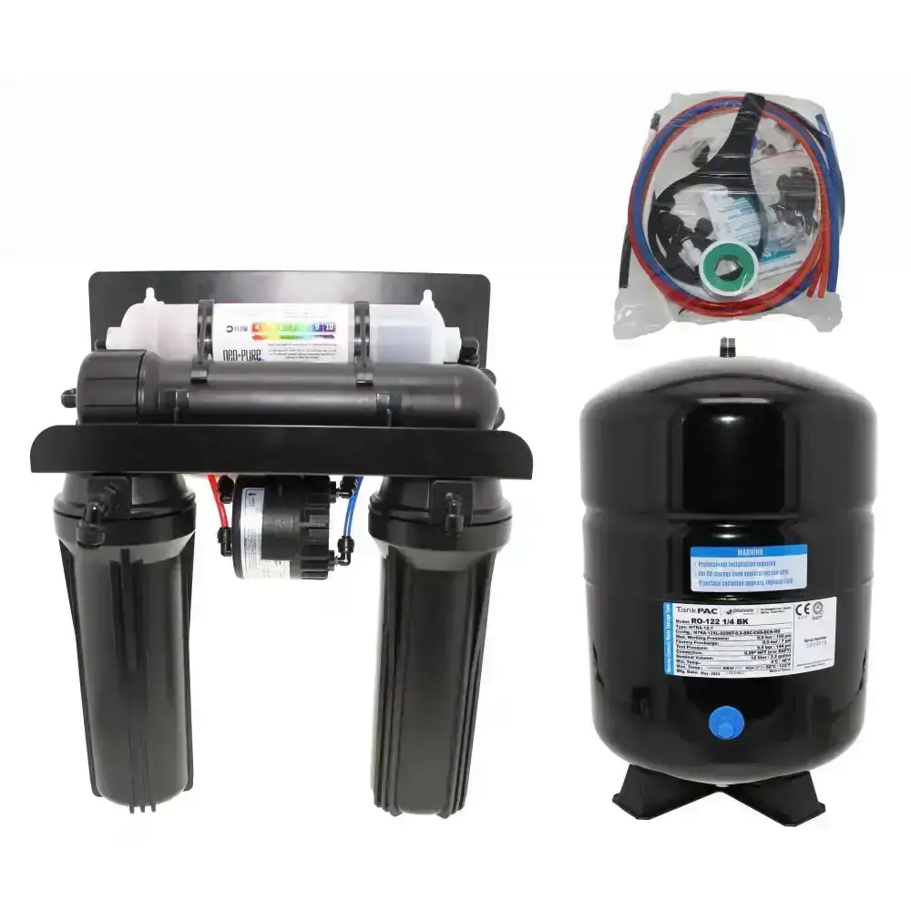 Image of Neo-Pure Residential 4 Stage Full Solution RO System 50 GPD with Alkaline Remineralizer, Permeate Pump, Black Tank