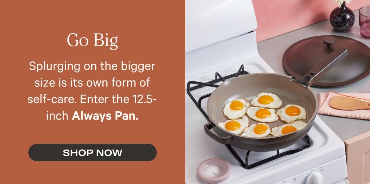 Go Big - Splurging on the bigger size is its own form of self-care. Enter the 12.5-inch Always Pan. - Shop Now