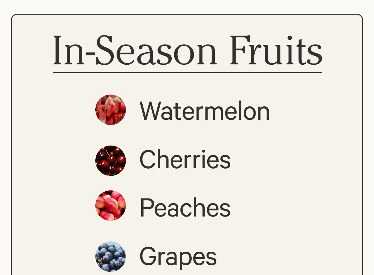 In Season Fruits