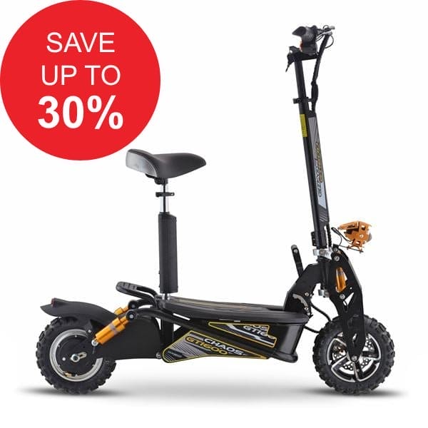 Chaos GT1600 Sport 48v Lithium Big Wheel Black Adult Electric Scooter WH24-026