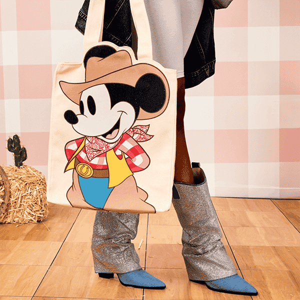 WESTERN MICKEY MOUSE CANVAS TOTE BAG