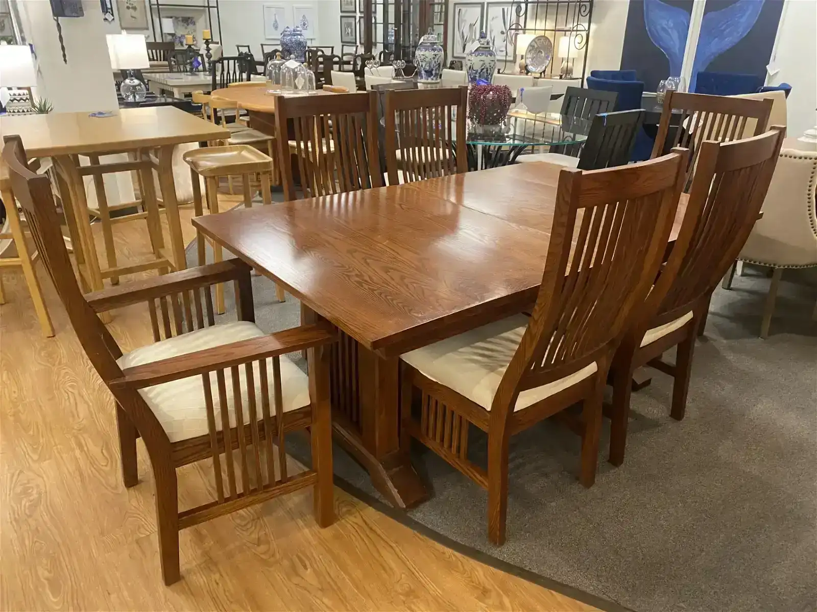  Nichols & Stone Mission Style Dining Table and 6 Chair Set 