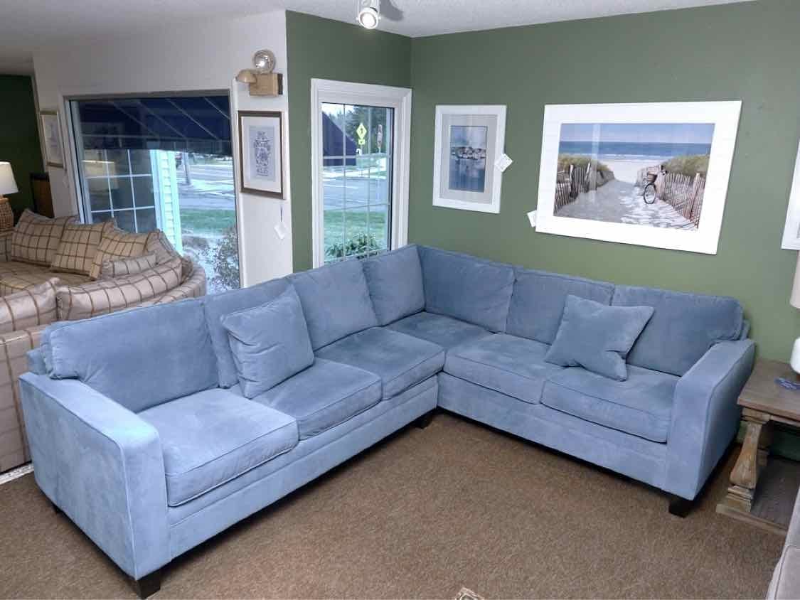 Bauhaus 2 Piece Sectional in Twilight Blue Performance Velvet Upholstery