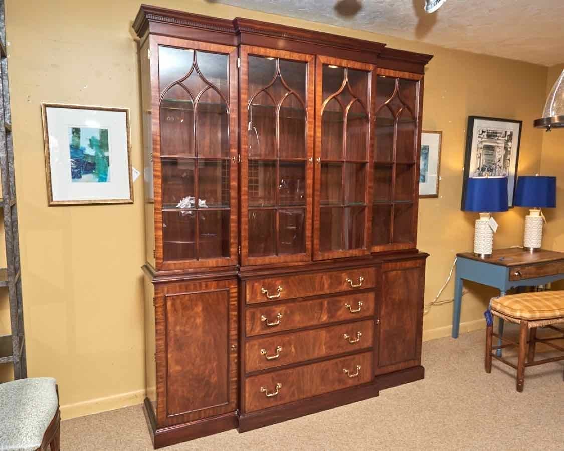 Henkel Harris Mahogany 4 Glass Door, 4 Drawer /2 Door Break Front Cabinet