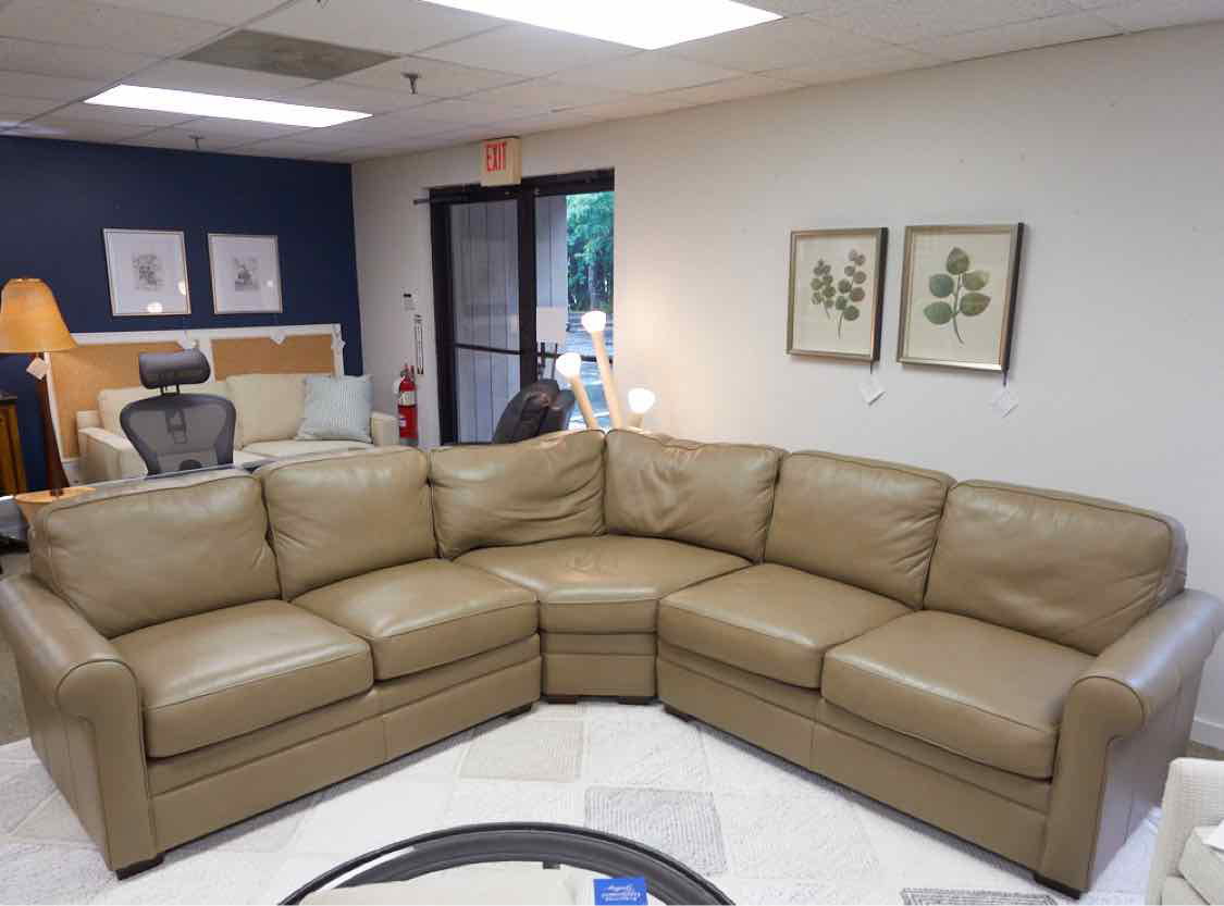 Three Piece LAF Sectional in Taupe Leather