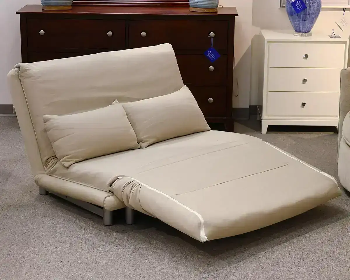  Ligne Roset Multy Full Sofa Bed in Taupe & Ivory accent Upholstery 