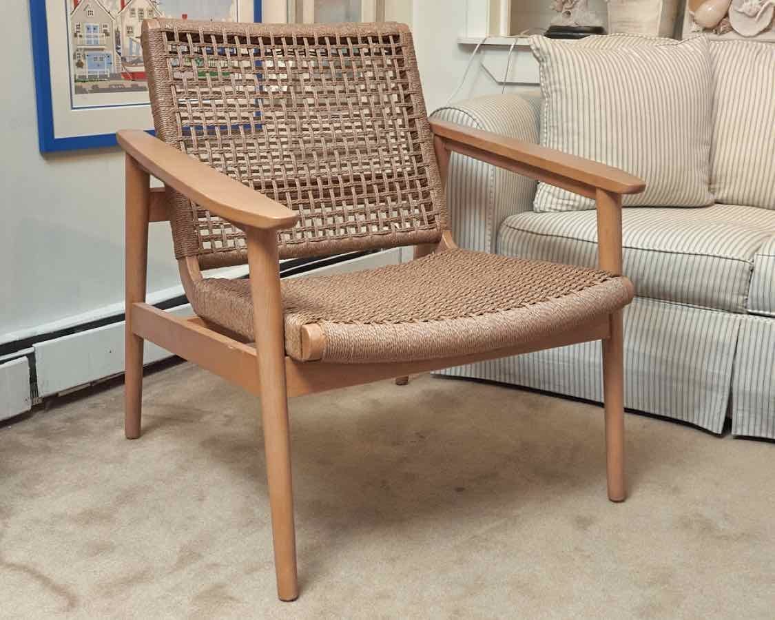 Crate & Barrel Danish Coronade Rattan Accent Chair