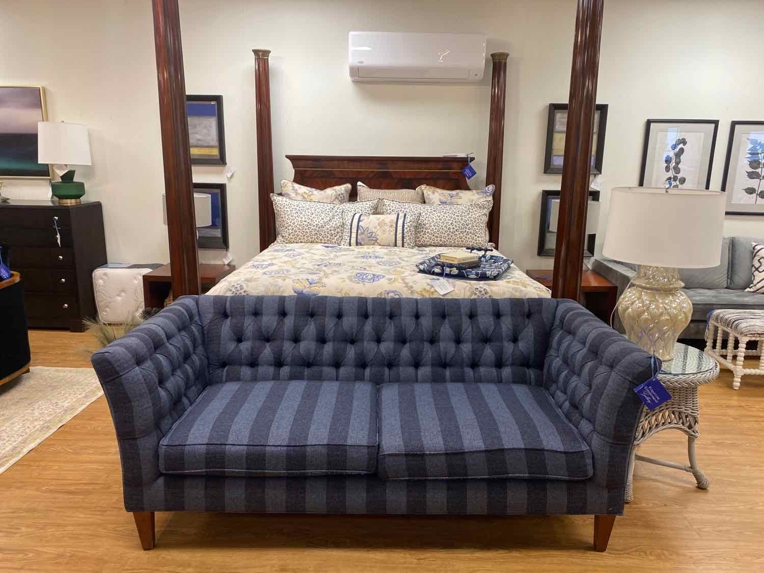 Arhaus Chapman Sofa in Navy and Blue Stripe