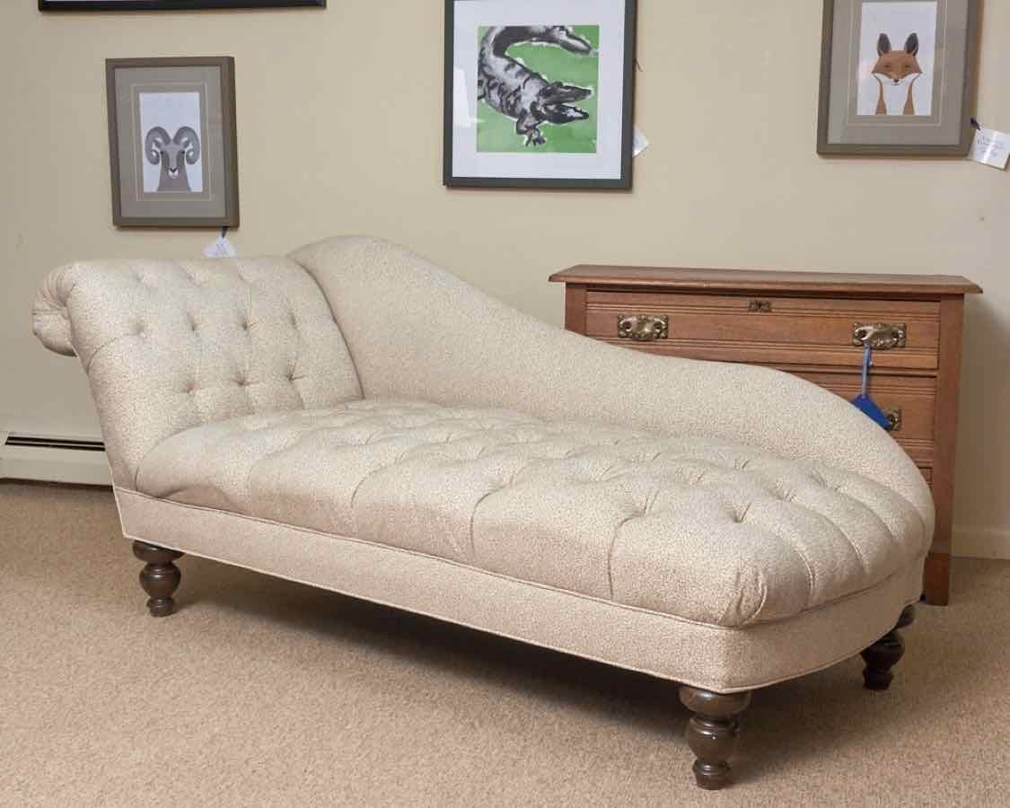  Leopard Beige Tufted Upholstered Chaise 