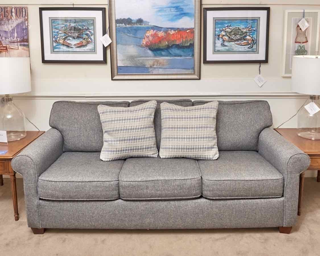  Blue Weave 3 Cushion Upholstered Sofa Includes 2 Toss Pillows 