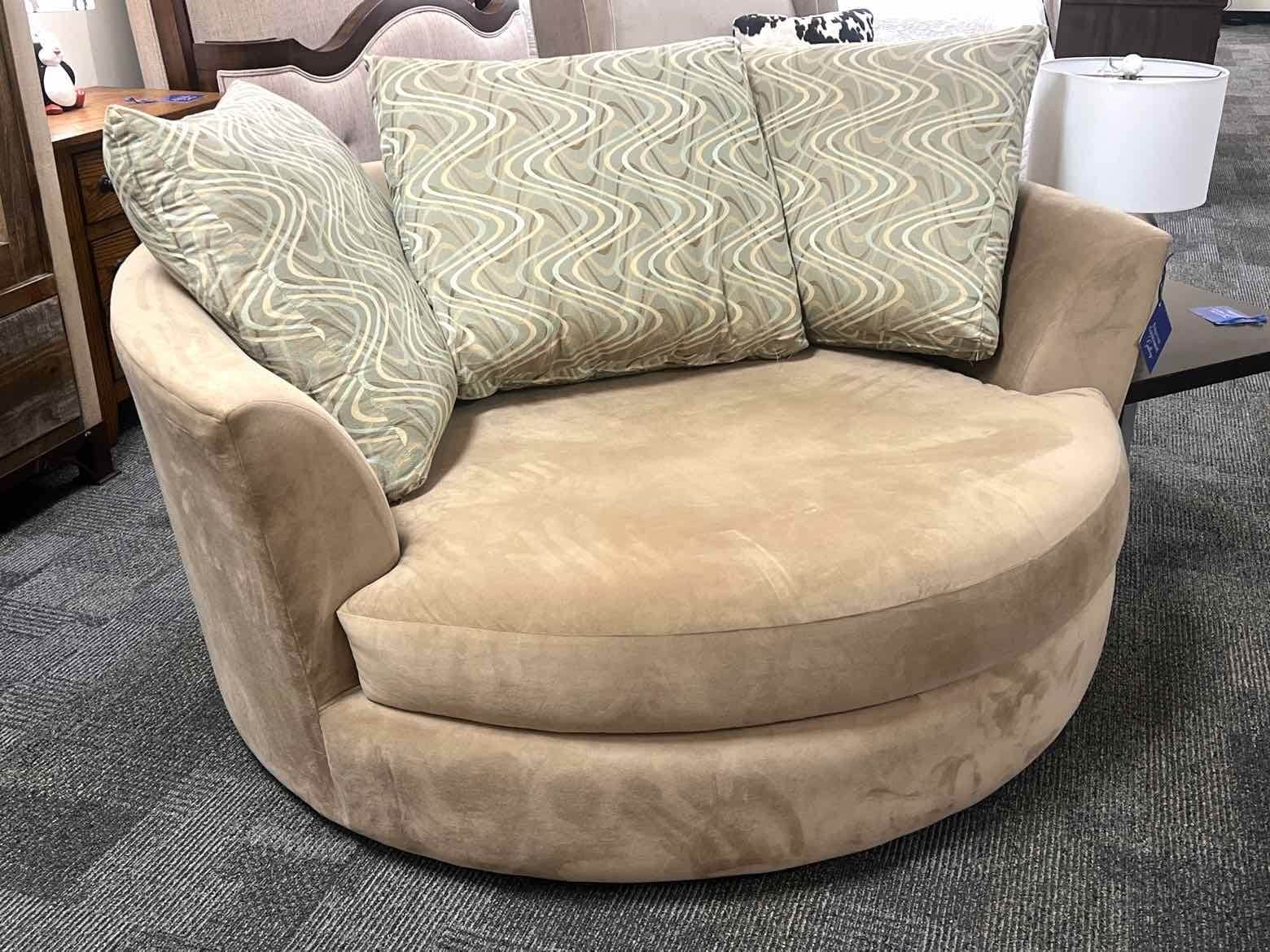 Taupe Jeannie Chair and a Half w/ 3 Accent Pillows