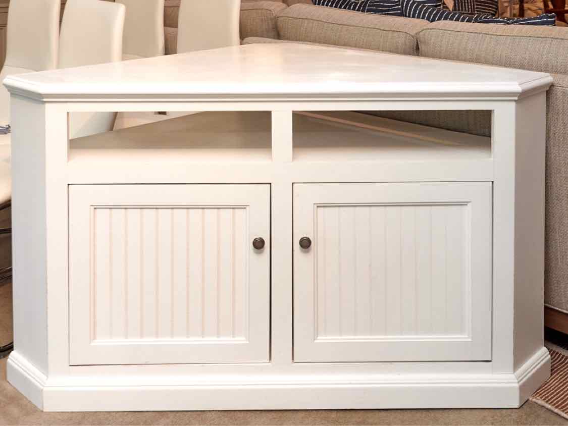 White Finish 2 Beadboard Accent Doors CornerMedia Furniture