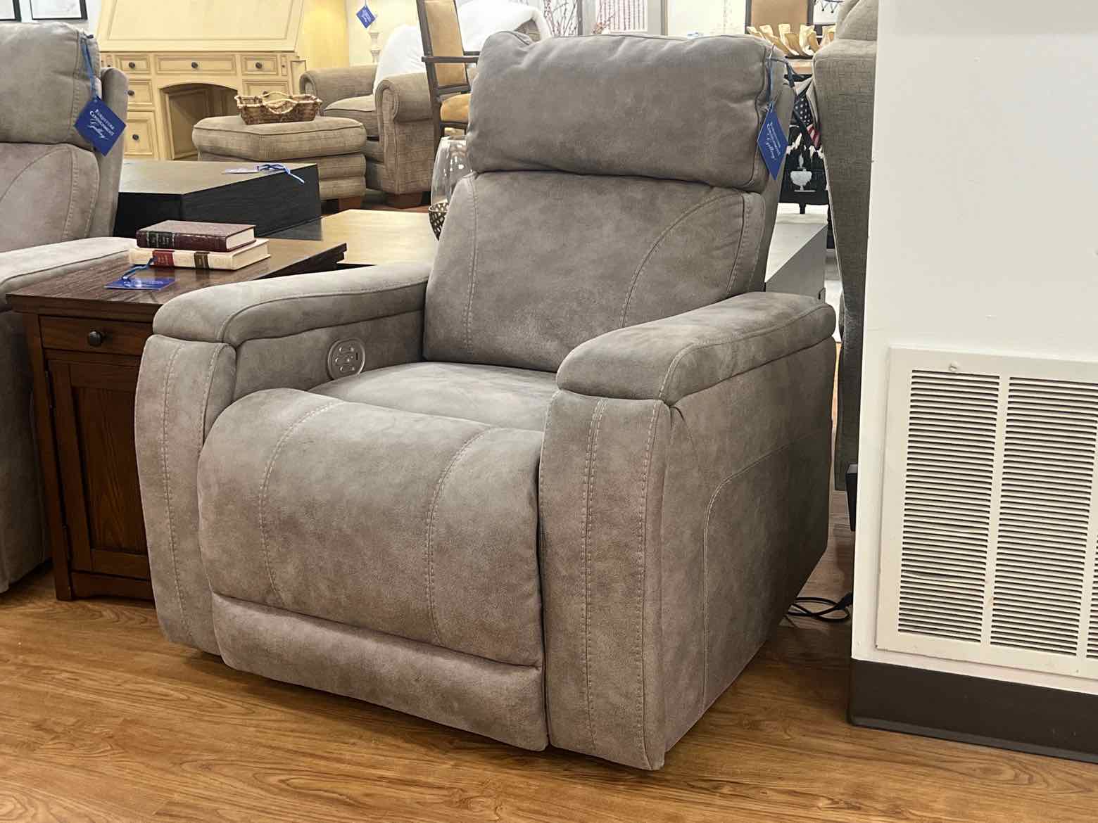 Grey Microsuede Power Recliner