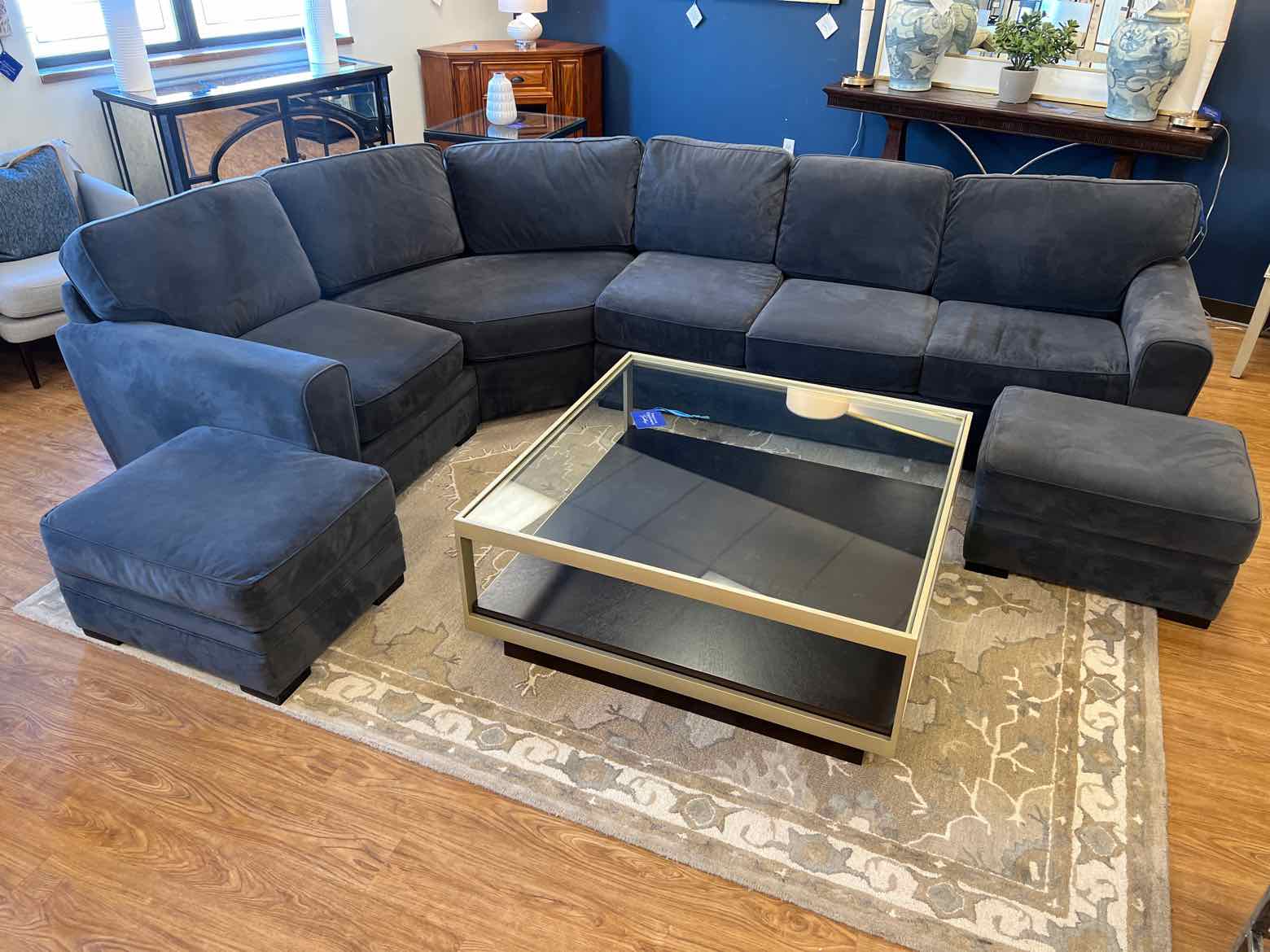 Jonathan Louis 'Artemis' Asphalt Sectional w/ Two Ottomans