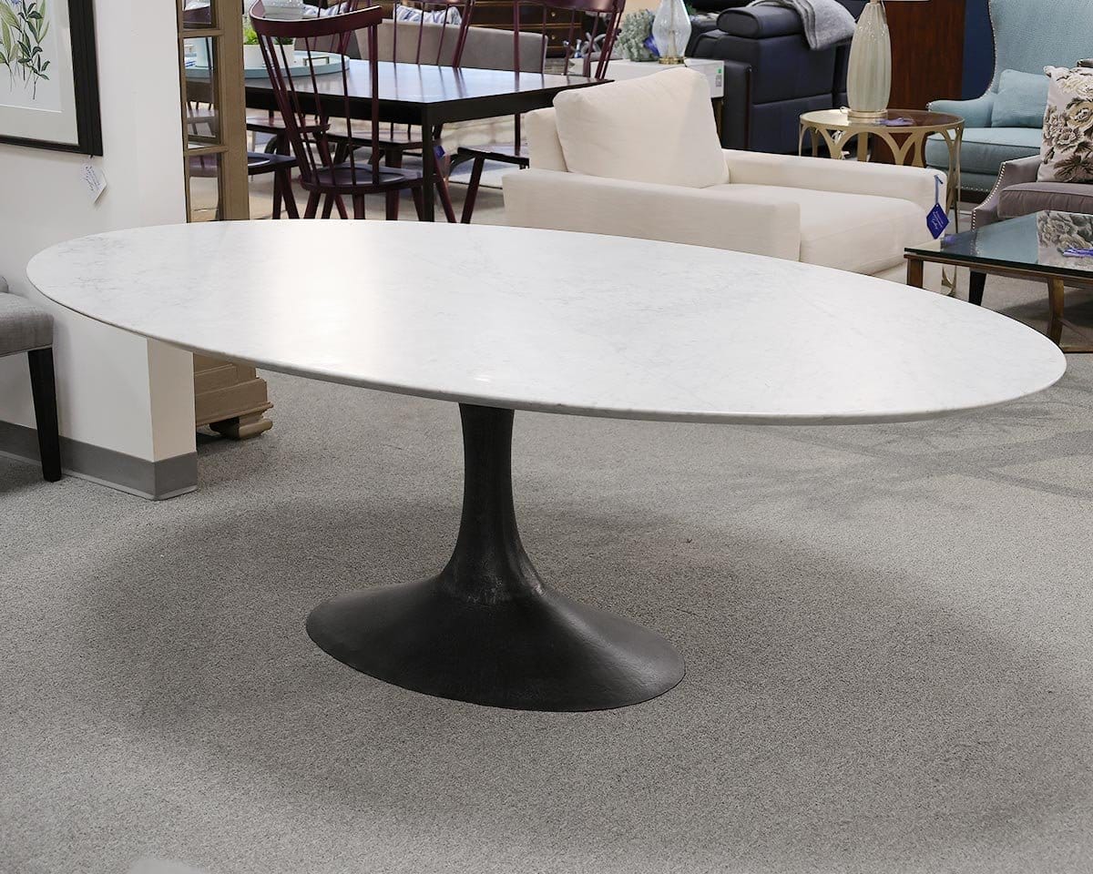  RH Aero Dining Table with Oval Carrara Marble Top 