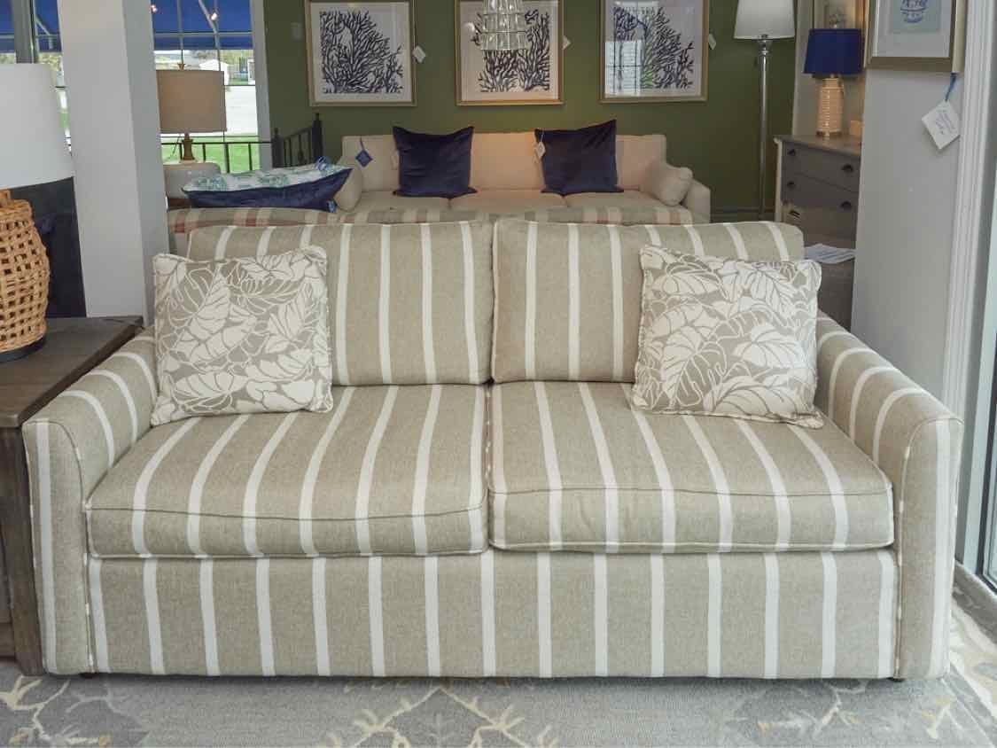 Braxton Culler Sand & Cream Stripe 2 Cushion 2 Toss Pillow Sofa