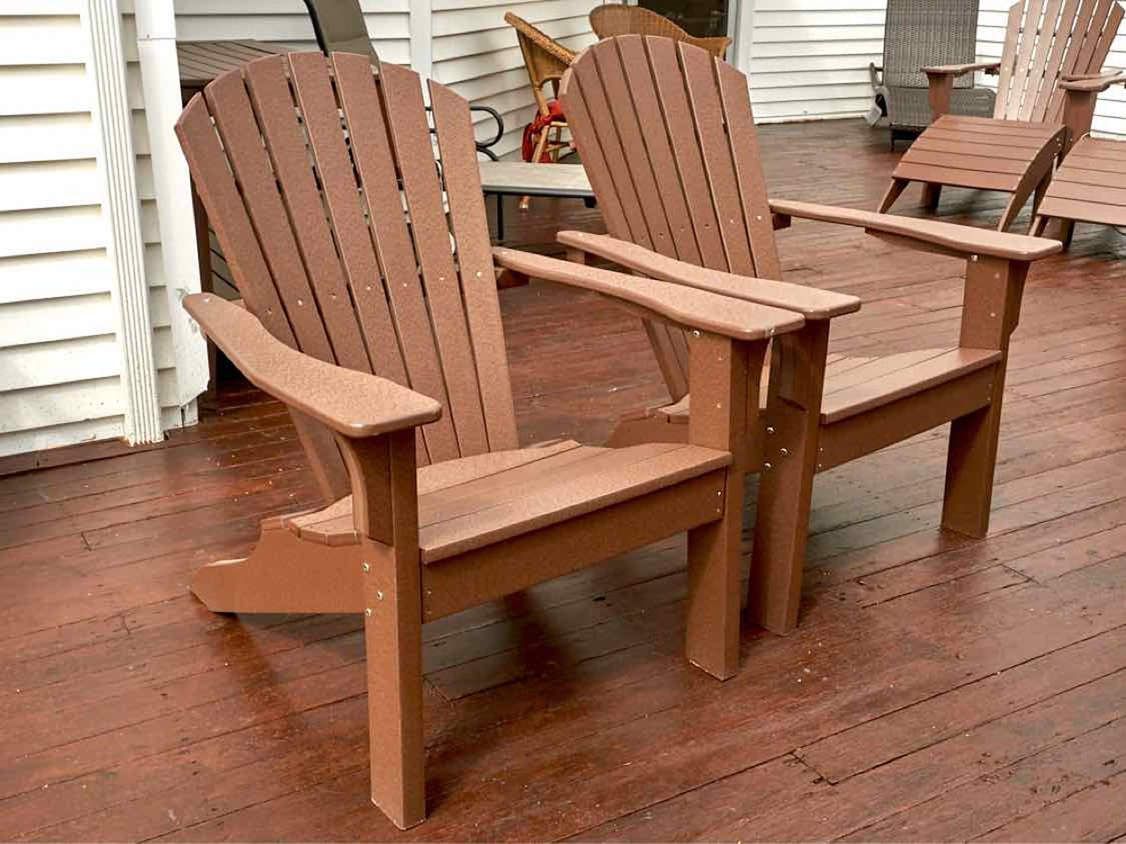 Pair Of Seaside Casual Comfo Recycled Plastic Adirondack Outdoor Chairs