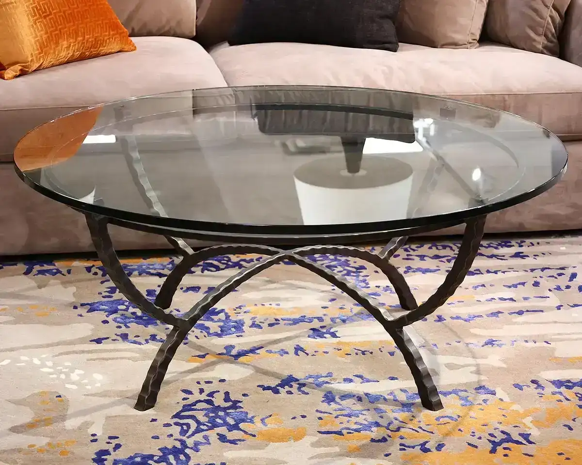 Charleston Forge Round Cocktail Table with Forged Iron Base