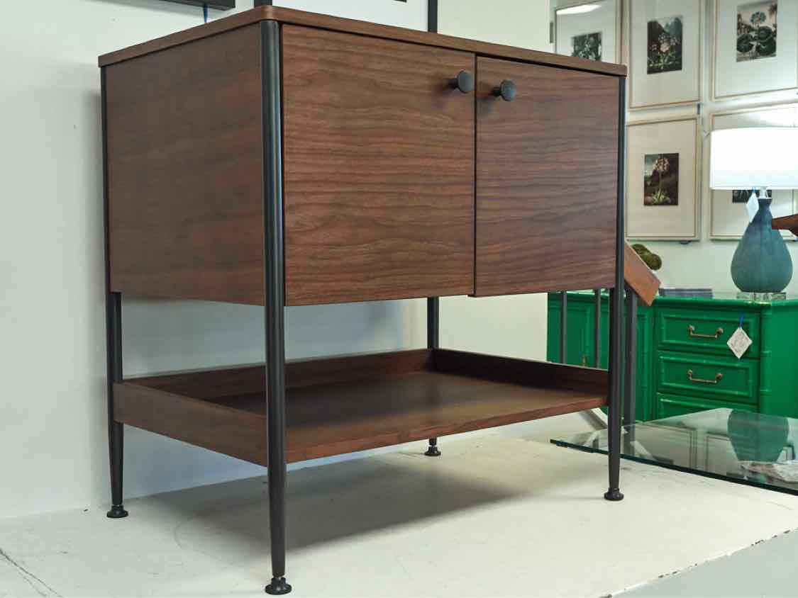 Walnut Storage Cabinet With Metal Accents